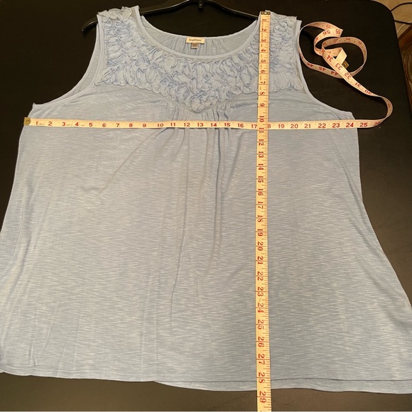 AVENUE Light Blue Ruffled Knit Tank Top Sleeveless T-Shirt Plus Size 22/24 - Picture 7 of 8